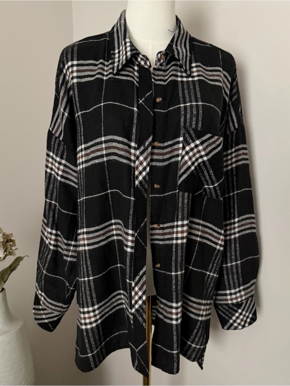 Plaid Button-Up Shirt